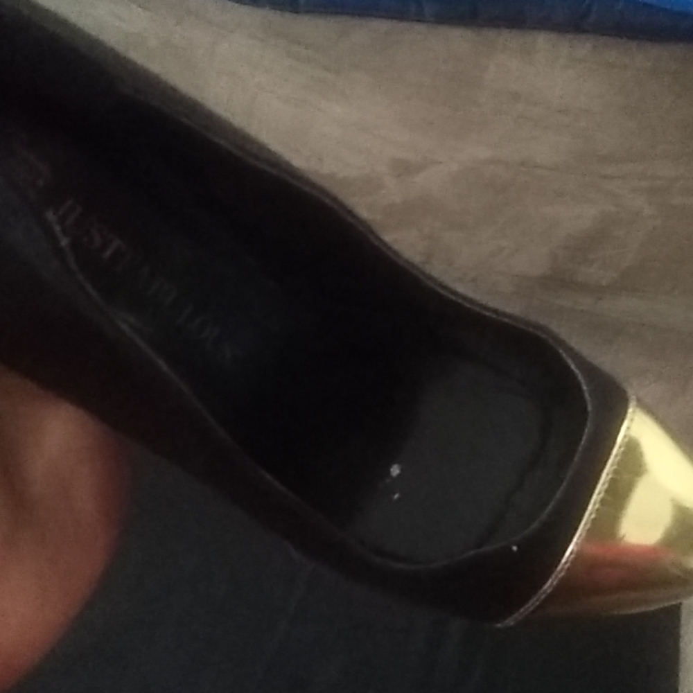 Just fab black heels gold toe